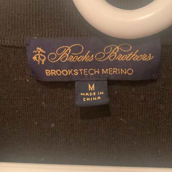 Stunning Dark Brown Brooks Brothers 100% Merino Wool Quarter Zip Sweater SZ M - Picture 3 of 6
